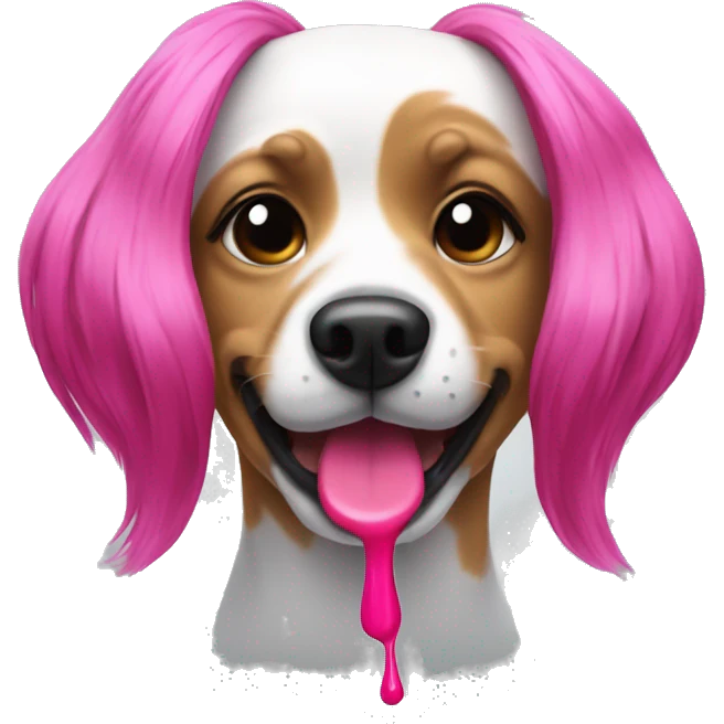 dog with hot pink hair and lipstick emoji