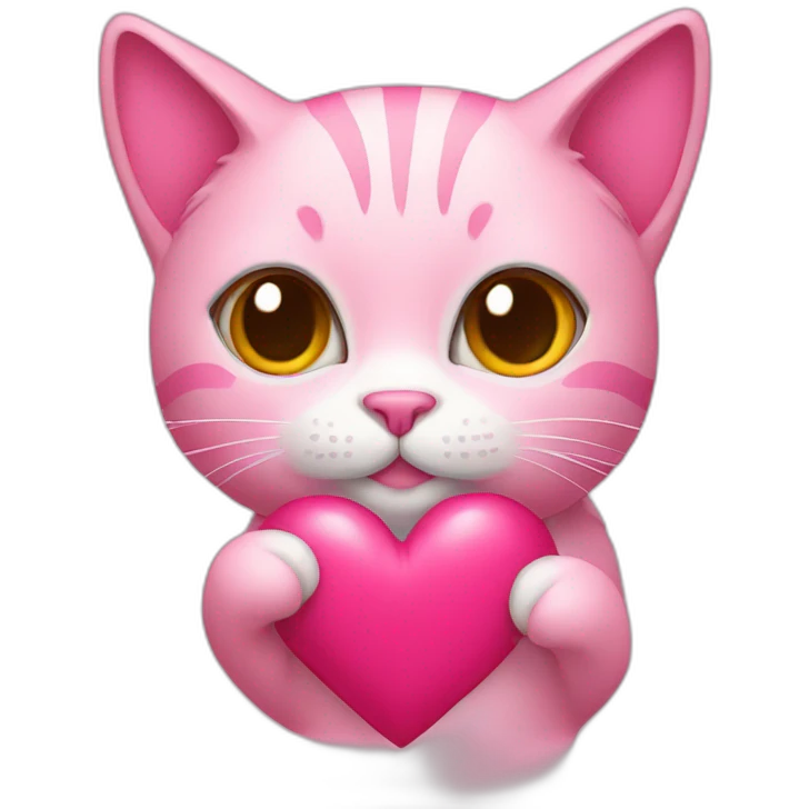 pink cat holding a heart emoji