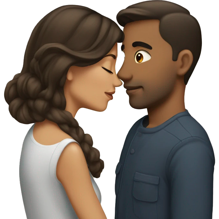 Brunette couple kissing emoji