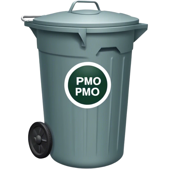 “PMO” text pasted onto a smell trash can  emoji