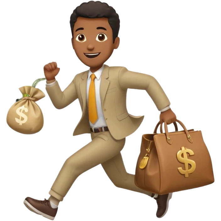 Black Man running with moneybag 💰 emoji