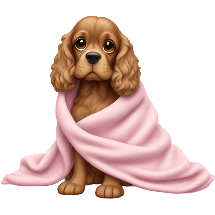 Cocker spaniel in a pink blanket emoji