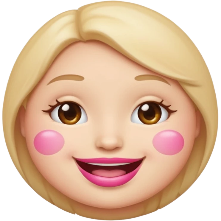 Cute circular emotional emoji with plump light pink lips lipglossed lips emoji