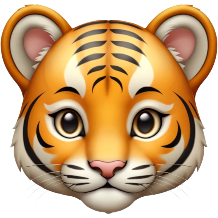 Cinematic Noble Tiger Cub Portrait Emoji, Poised with a hint of regal innocence, featuring a compact, soft build adorned with delicate stripes and large, expressive eyes, Simplified yet sharp and sophisticated features, highly detailed, glowing with a gentle, wild luminescence, high shine, intelligent and endearing, stylized with an air of youthful authority, focused and attentive, soft glowing outline, capturing the essence of a tiny jungle guardian that appears ready to pounce out of the screen with effortless charm! emoji