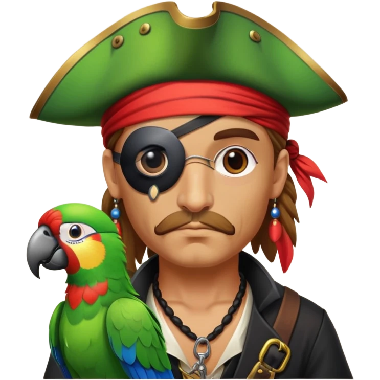 pirate with eye patch and parrot emoji