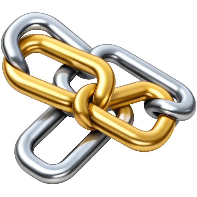 Two interlocking chain links, one gold and one silver, representing the connection and stacking of habits emoji