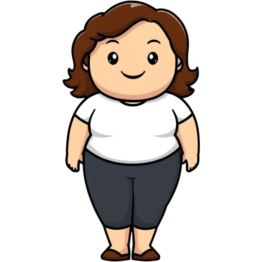 plus-size white woman with brown hair, smiling emoji