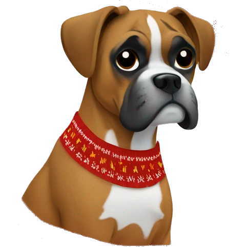 Boxer dog in christmas Sweater  emoji