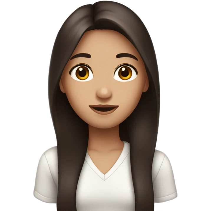 Girl with dark brown long hair and brown eyes emoji