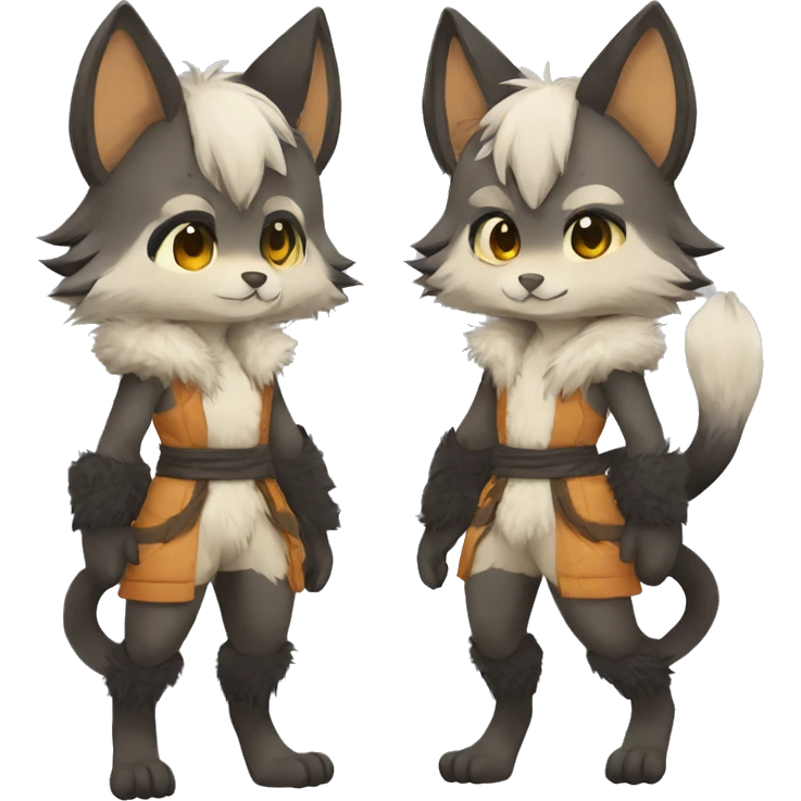 Kemono-style, Chibi, Anthro-Fur-Sona-Fakémon, clothing, Full Body emoji
