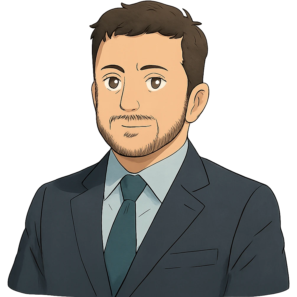 portrait of Vladimir Zelensky in a business suit, ghibli style, no background emoji