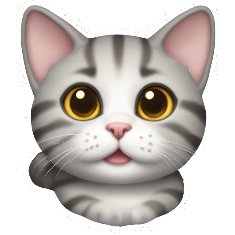 Grey striped munchkin cat laying emoji