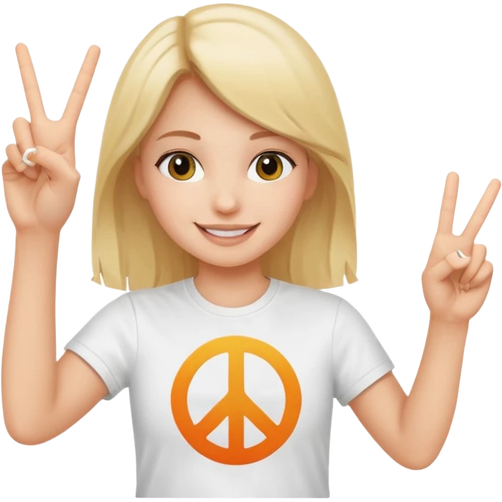 smiling girl with peace sign\ emoji