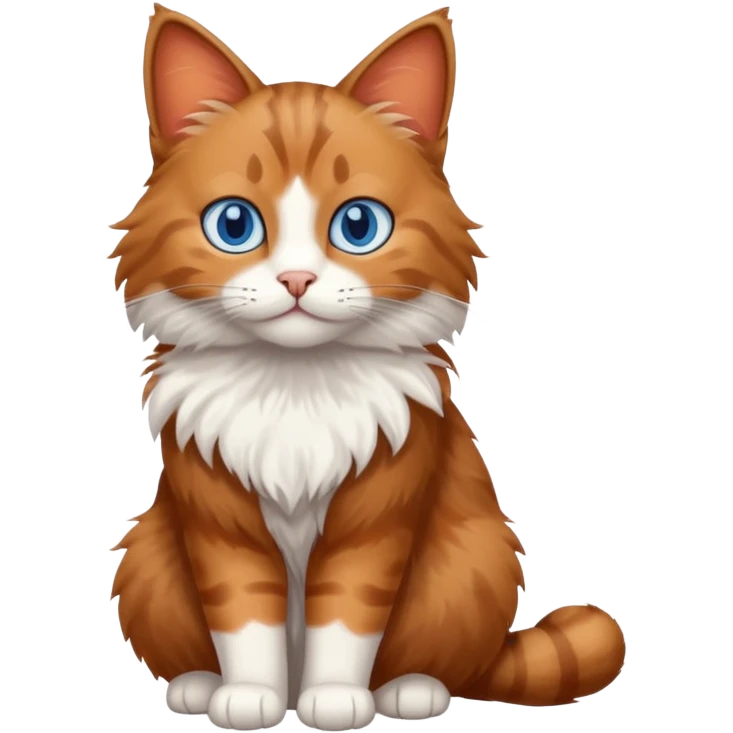 brown cat full body, blue eyes emoji