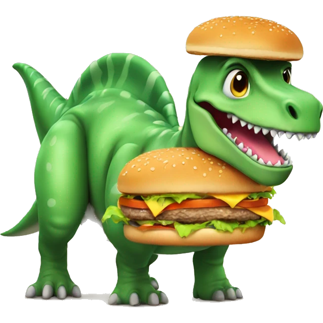 Dino with burger emoji