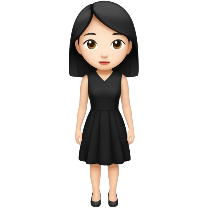 asian young woman in black dress emoji