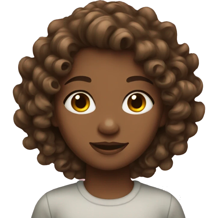 girl with curly brown hair and eyes emoji