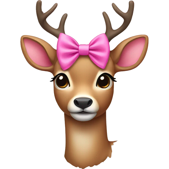 Deer wearing a pink bow emoji