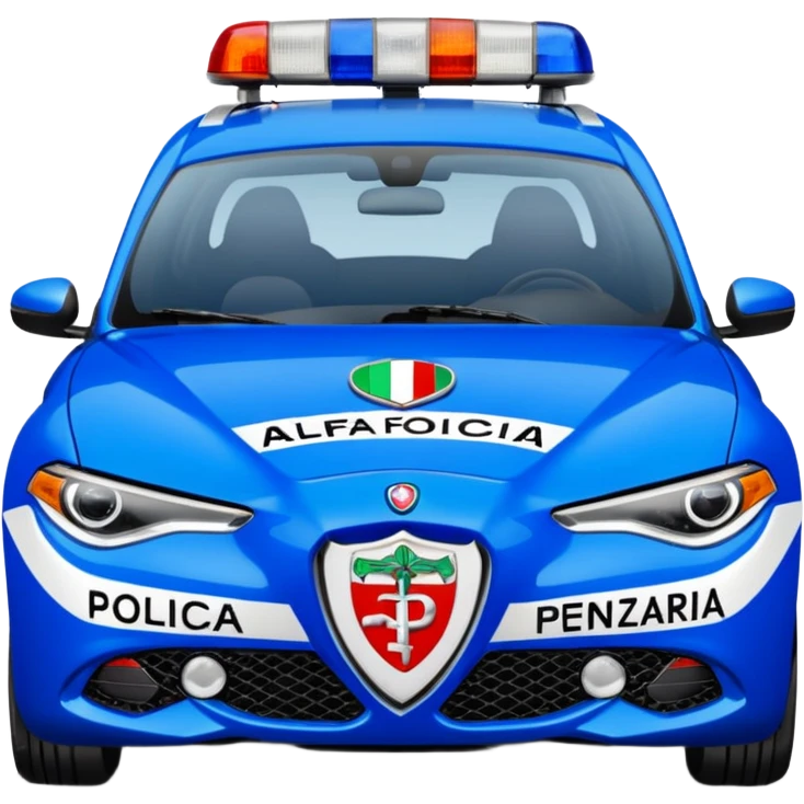 crea auto di servzio alfa romeo giulia tutta blu con la scritta sul lato polizia penitenziaria  emoji