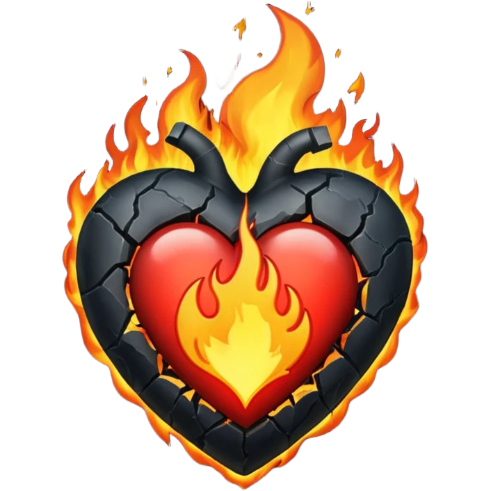 Black burning plain heart emoji