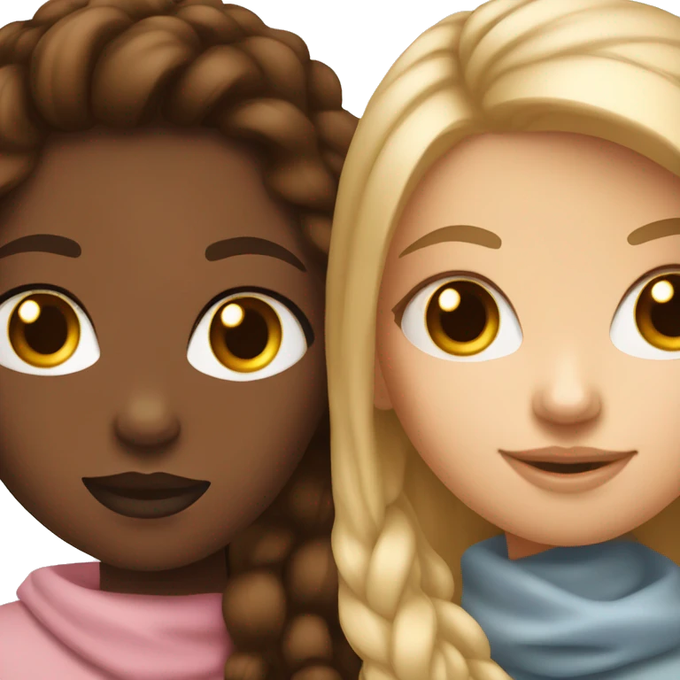 Fair skin girl and brown skin girl on FaceTime  emoji