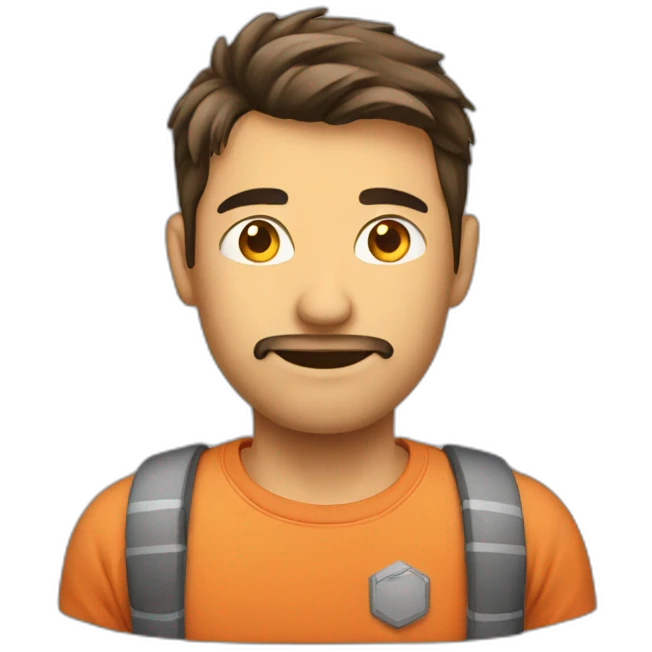 Man programmer with tshirt with code emoji