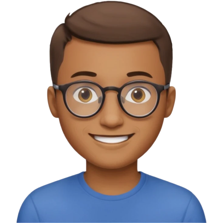 homme cheveux très court marron clair sans barbe sourrir avec lunettes rondes emoji