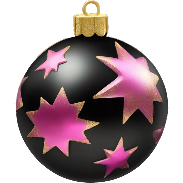 Realistic black and pink metallic christmas bauble with gold accents.  emoji