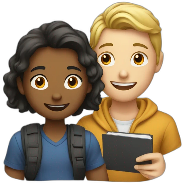 two students discussion emoji