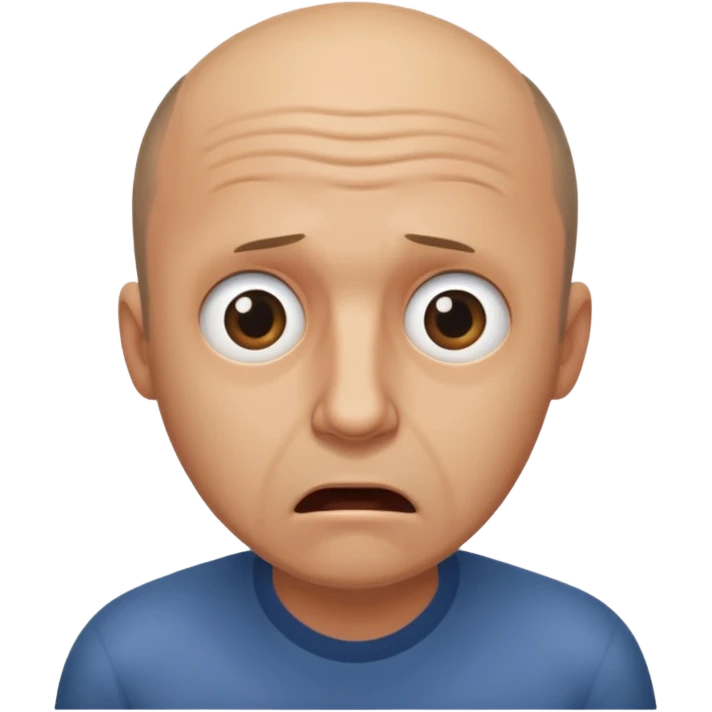 balding man in fisheye lense stressing out emoji