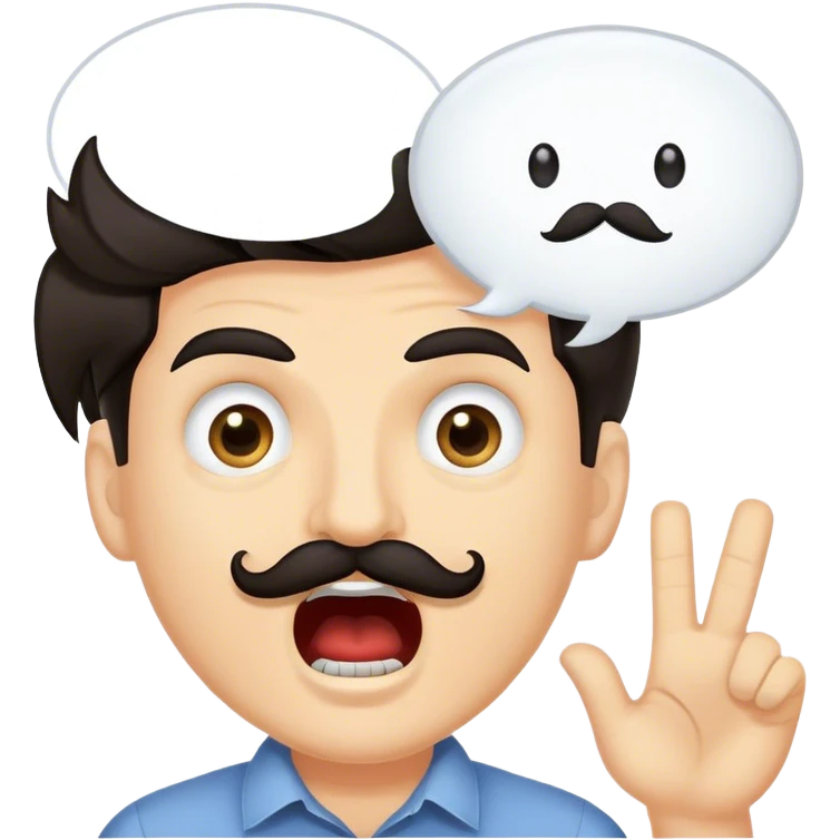 Random guy with light skin dark hair and eyes with a mustache screaming  the word FABIAAAN all in upper case in a Speech bubble  emoji