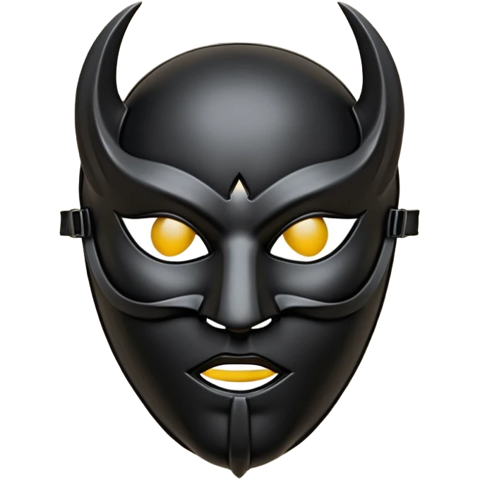 Minimal emoji, gothic mask forged from matte black leather, emotionless expression, smooth heavy surface, subtle leather texture, deep shadows, centered, bdsm slave leather mask emoji