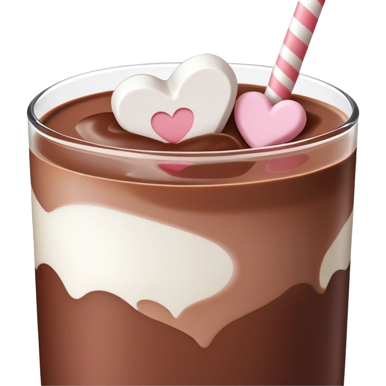 Chocolate milk with heart shaped marshmallows on top emoji