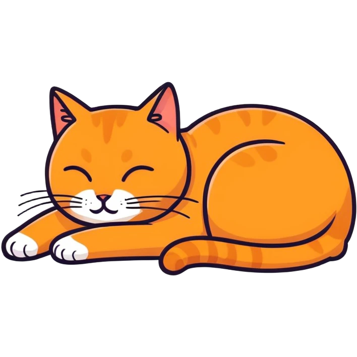 Tired ginger cat curled up emoji