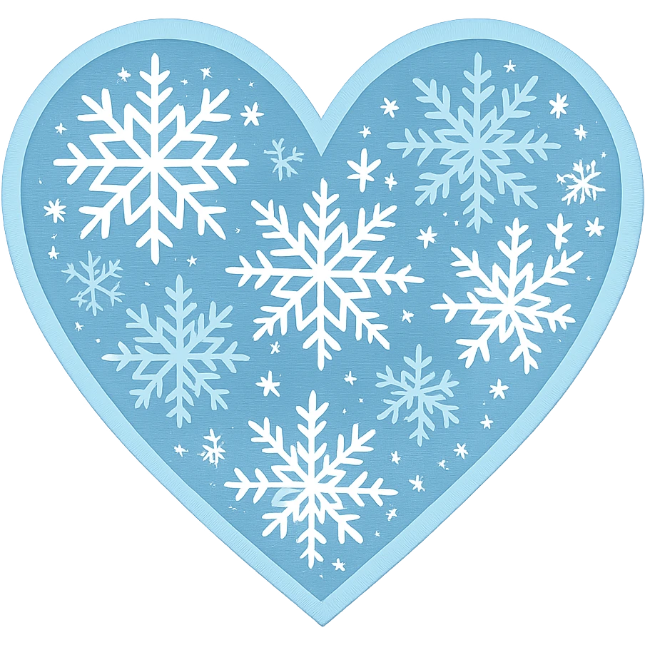 heart with winter snowflakes theme emoji