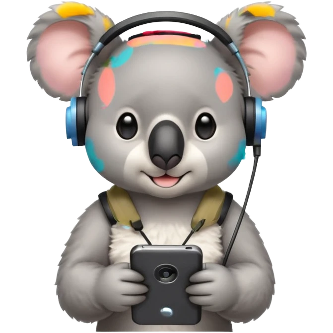 Cute koala on a conference call emoji