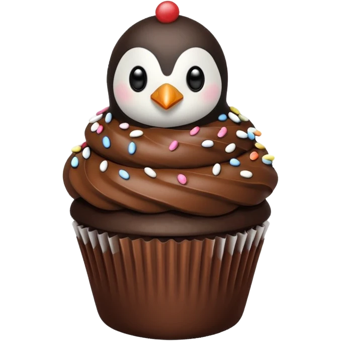 Um cupcake pinguim emoji