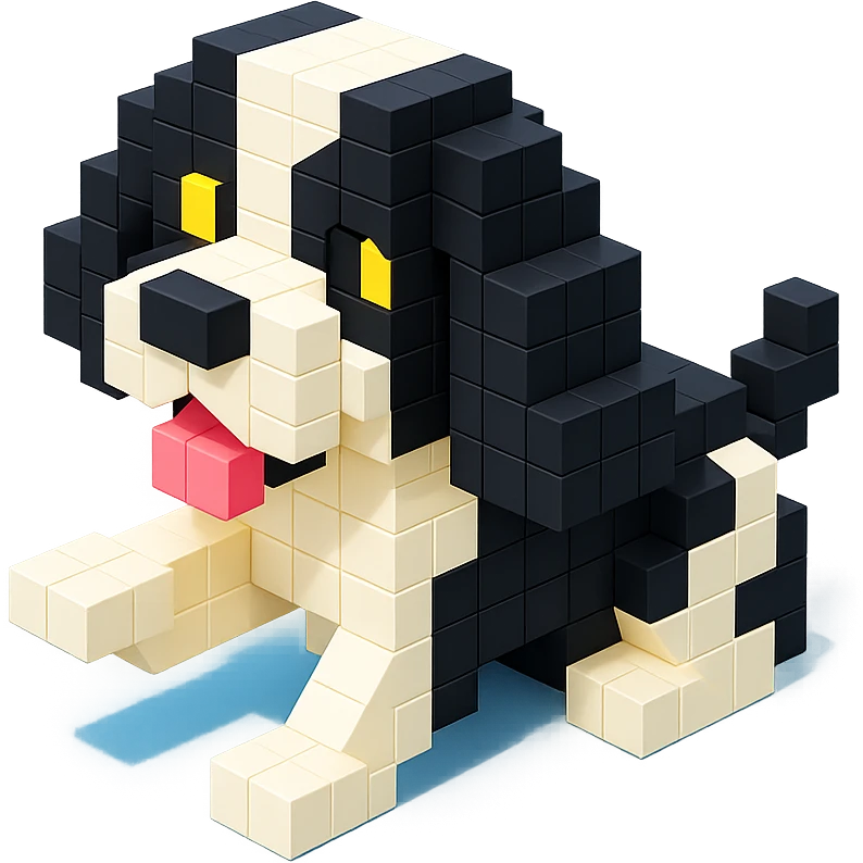 black and white Russian Cocker Spaniel puppy playing emoji