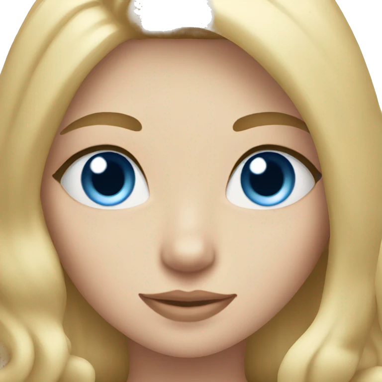 Blonde girl with blue eyes and cat emoji