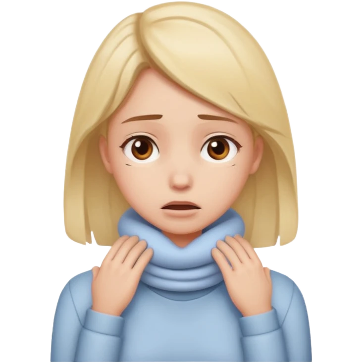 Girl with hands around neck stressed  emoji