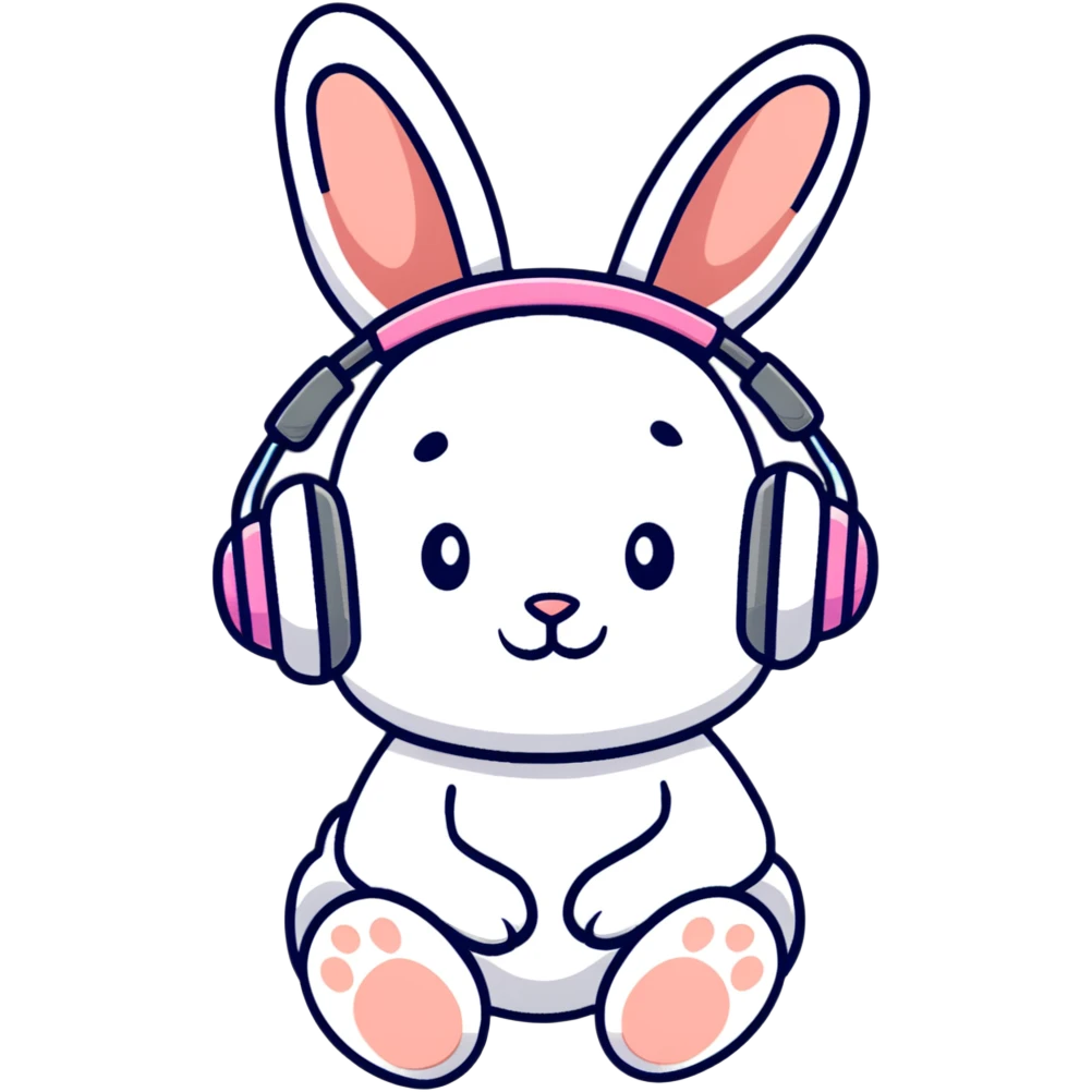 headphones with bunny ears, cartoon style emoji