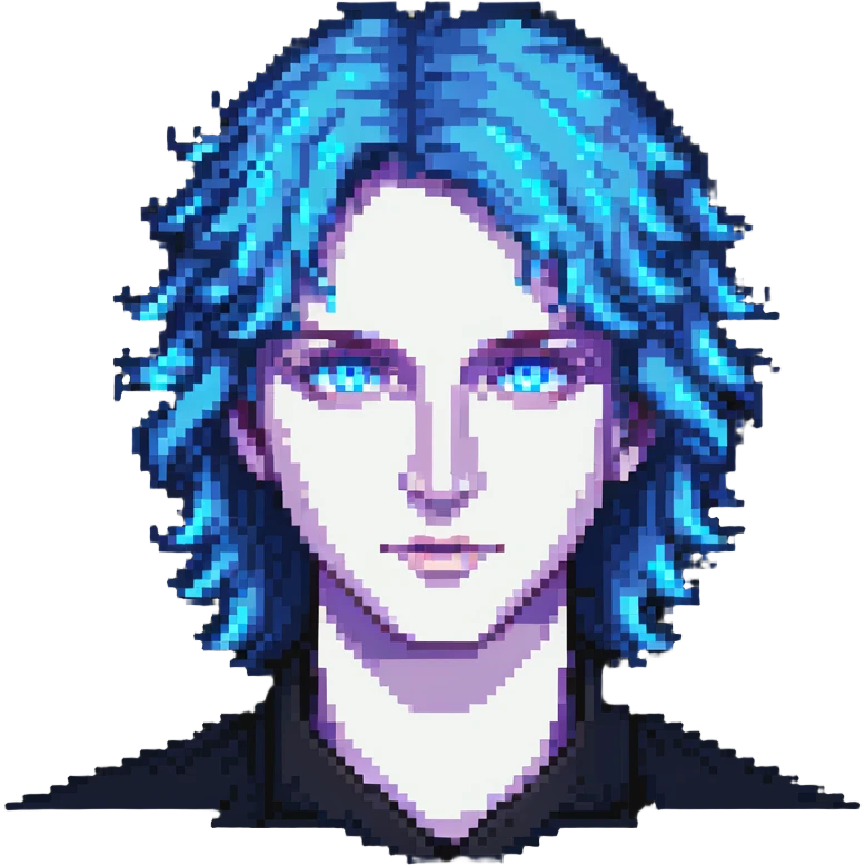 person with glowing blue eyes from Dune emoji