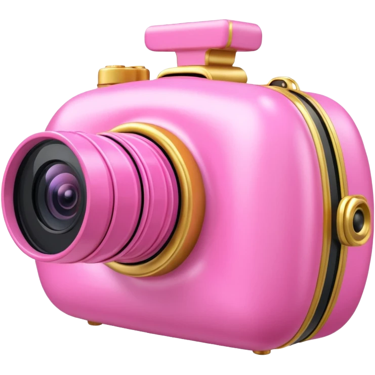 gold rococo pink inflatable puffy shell video camera emoji