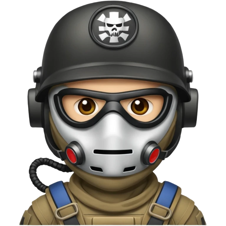 Konig from Call of Duty as a cartoon emoji, with his mask and gear, minimal background emoji
