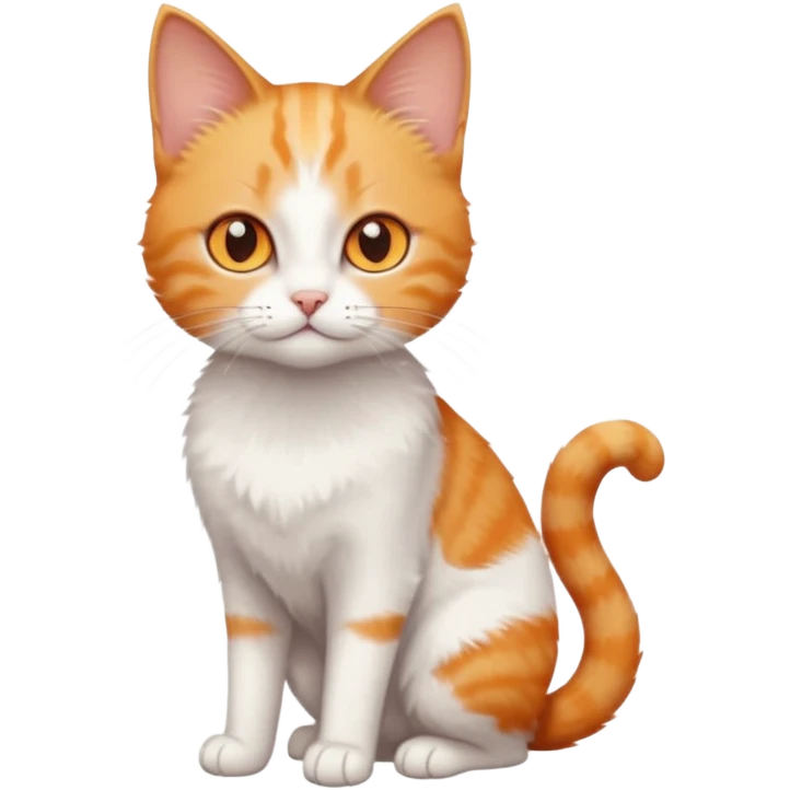 full body tiny short hair ginger and white cat with orange eyes  emoji