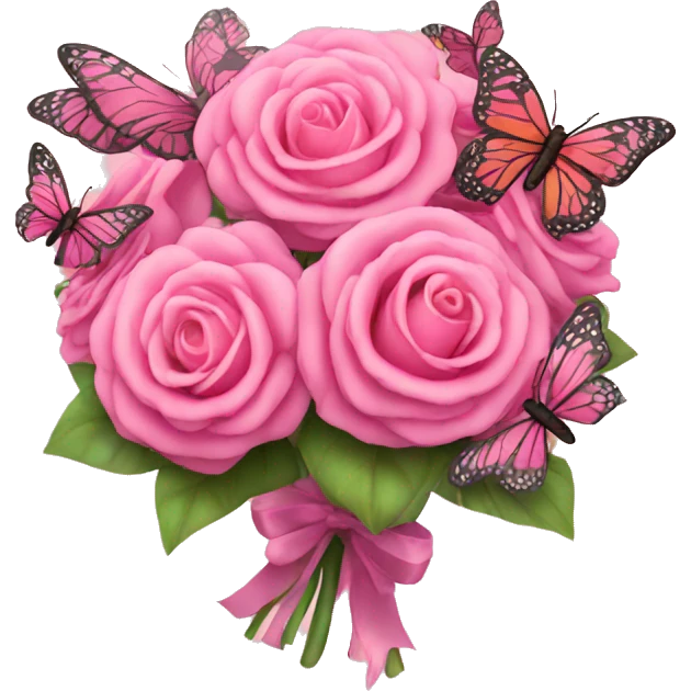 pink bouquet with butterflies emoji