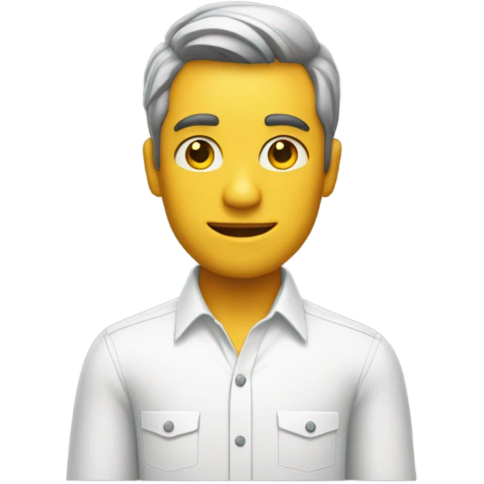 yellow skin man on desk wearing white button down shirt front view emoji