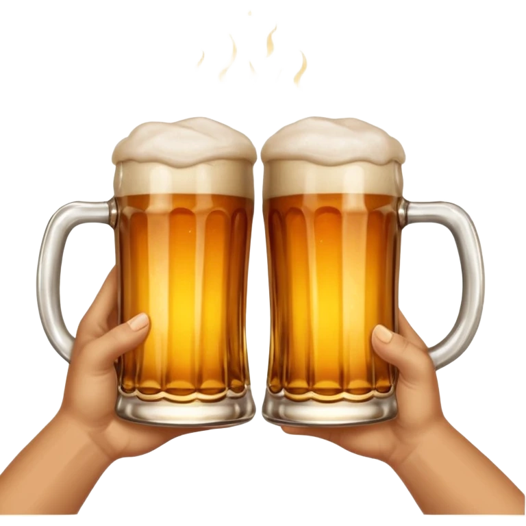 hands holding beer mugs cheers no face emoji