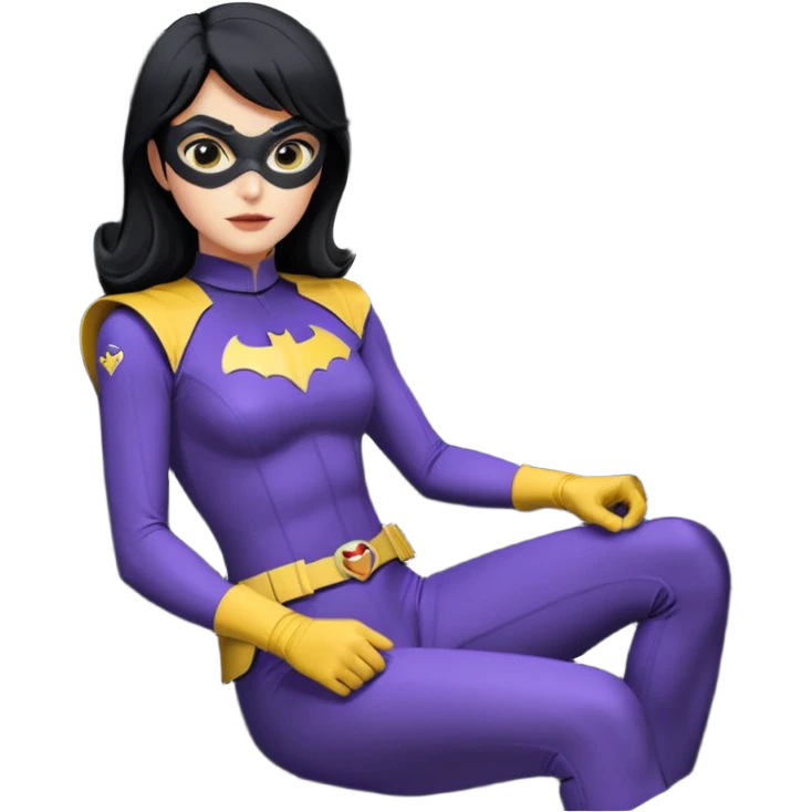 scale racing sexy fitted Batgirl’s masculine midnight-colored tight outfit 1970’s tv style dark knight stealthy accurate sporty safe plush deluxe off-road pursuit drifting F1 car lexus (black hair, shoulders back against seat) rally emoji