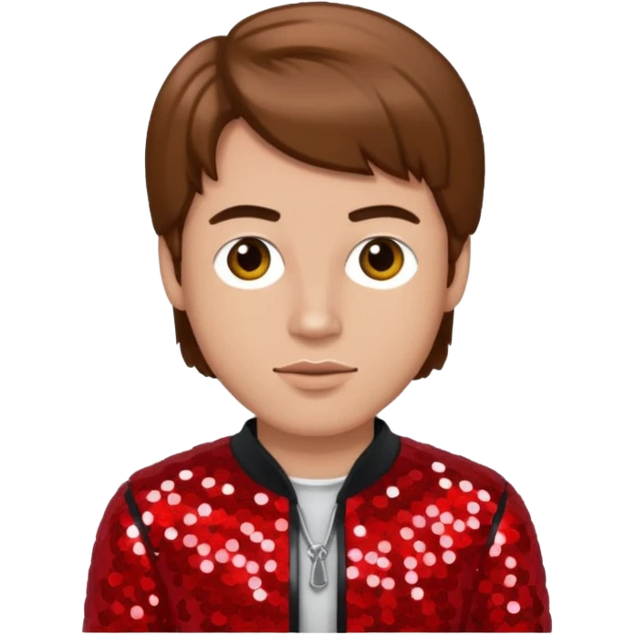 Michael Graham from Boyzone with brown hair, light skin, red sequin outfit emoji